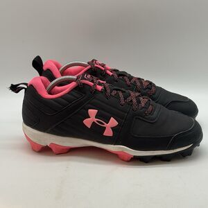 Under Armour LeadOff Low JR Cleats Youth 6 Women 7.5 Black Hot Pink 3022072-002